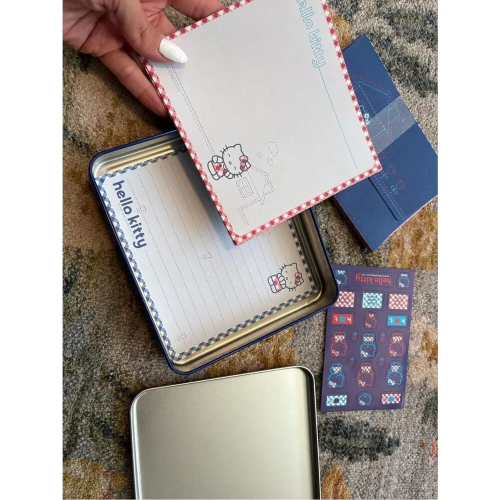 Vintage Sanrio Hello Kitty Tin Set of Writing Stationary Stickers